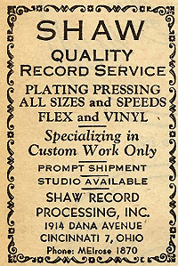 Shaw Ad in Billboard circa 1954